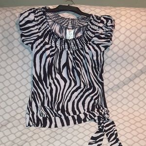 Black & white zebra front tie top Heart & Soul sm